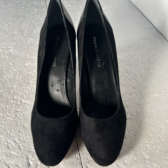 Franco Sarto SZ10 Black Suede Leather Heels Office Dressy Old Money Formal - Picture 6 of 10